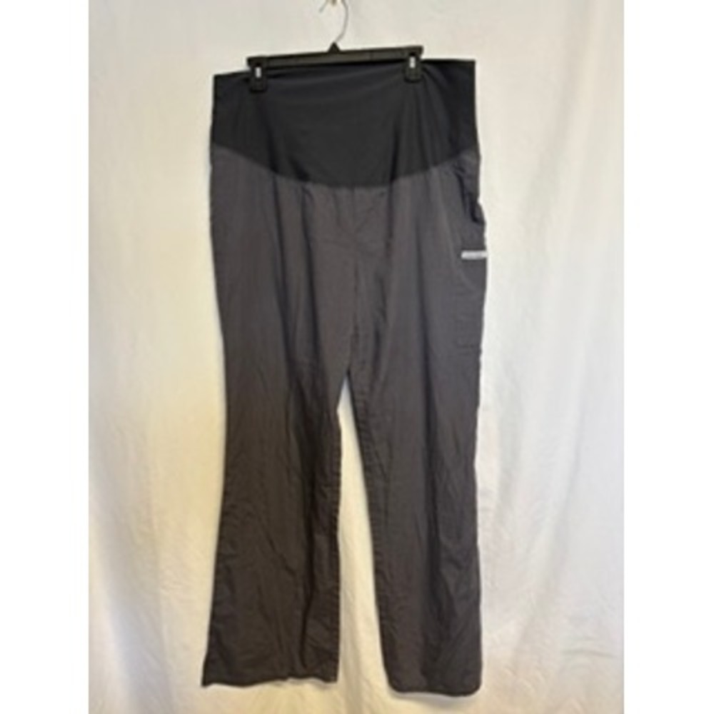 Cherokee Maternity Scrub Pants Charcoal Gray Cargo Pocket Stretch Waist Large